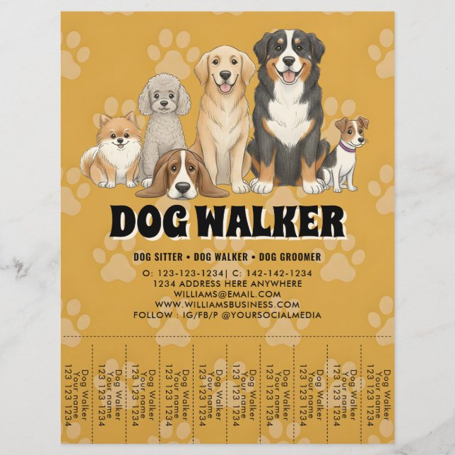 Pet Sitting Dog Walker Custom Promotional Flyer (Vorne)