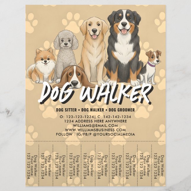 Pet Sitting Dog Walker Custom Promotional QR Code Flyer (Vorne)