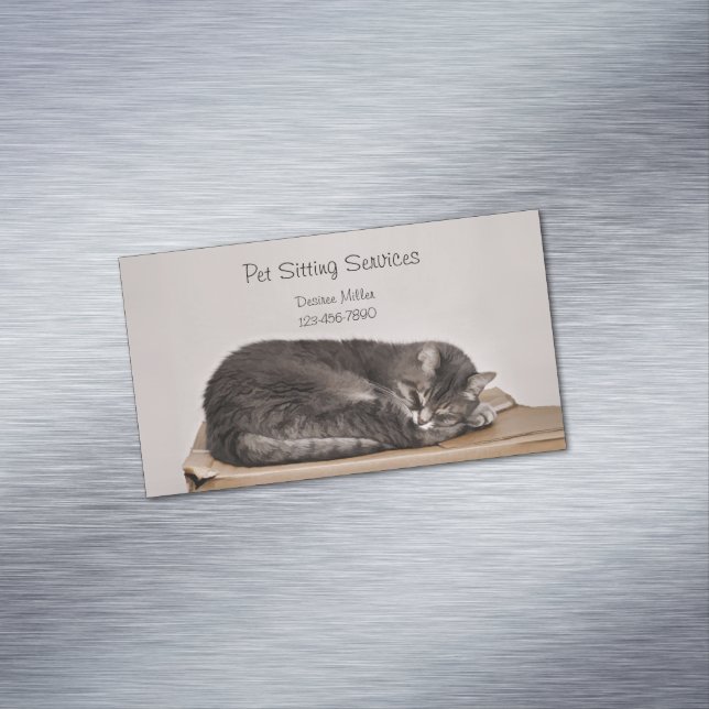 Pet Sitting Services Cat Grooming Dog Walking Magnetische Visitenkarte (Beispiel)