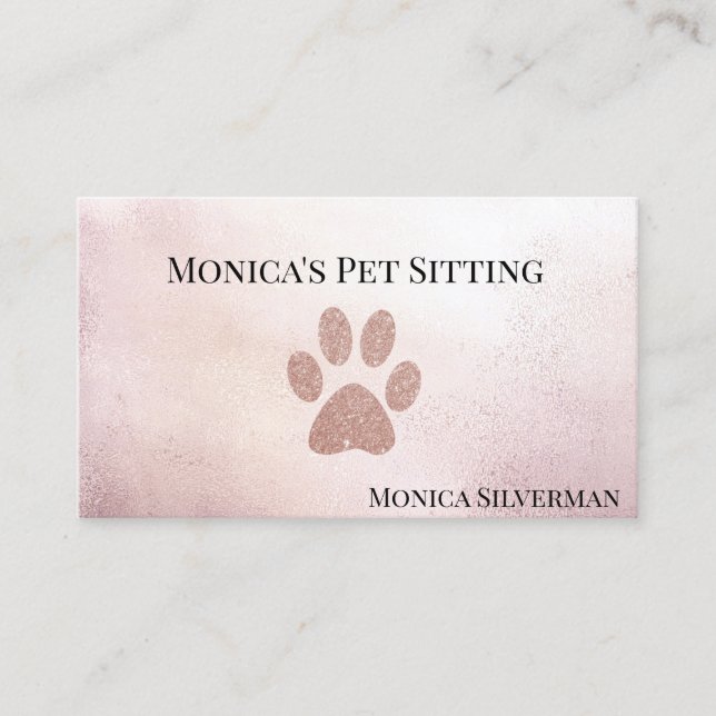 Pet Sitzen Erwachsener Rose Gold Paw Visitenkarte (Vorderseite)