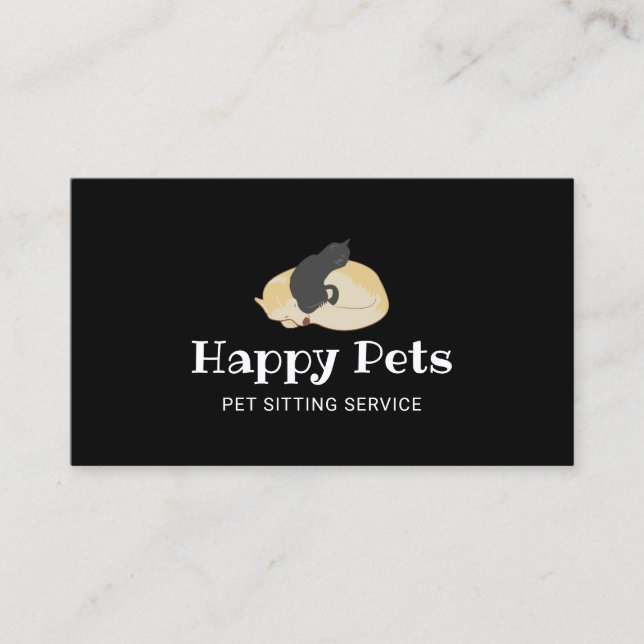 Pet Sitzen Niedliche Hunde und Katzen Logo Pet Pfl Visitenkarte (Vorderseite)