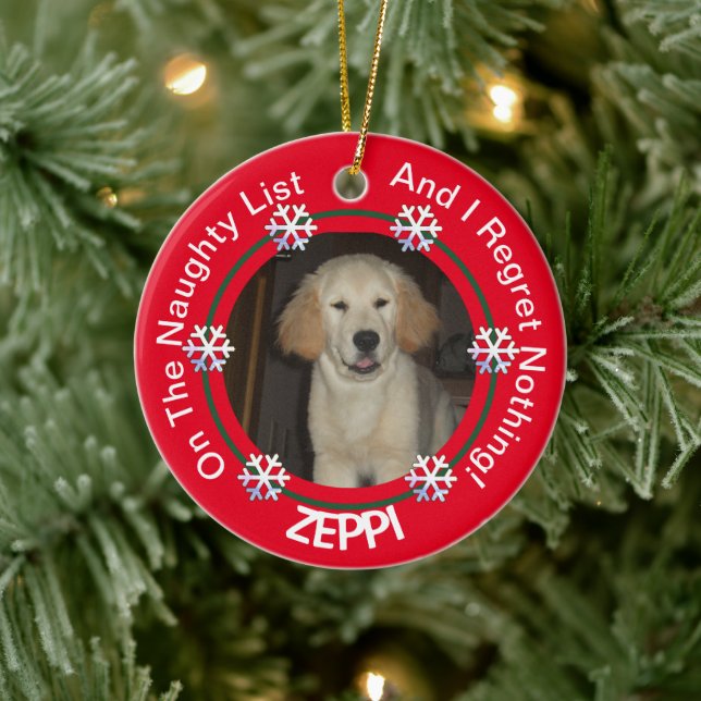 Pet Snowflake Naughty List Weihnachten Keramik Ornament (Baum)