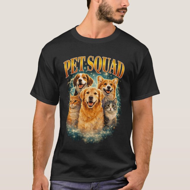 Pet Squad Custom– Personalized Dog & Cat Group Por T-Shirt (Vorderseite)