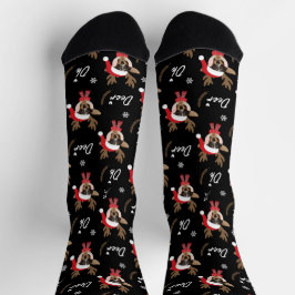 Pet Star | Custom Face Foto Rentier Weihnachten Socken