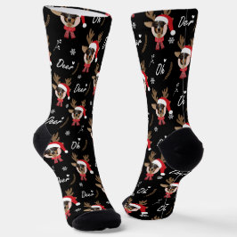 Pet Star | Custom Face Foto Rentier Weihnachten Socken
