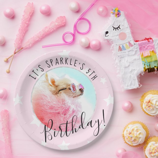Pet Star | Foto Geburtstagsparty Pink Pappteller (Party)