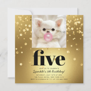 Pet Star Foto Pet Birthday Party Gold Einladung