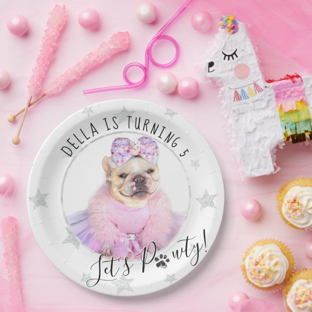 Pet Star | Let's Pawty Foto Haustier Hund Geburtst Pappteller (Party)