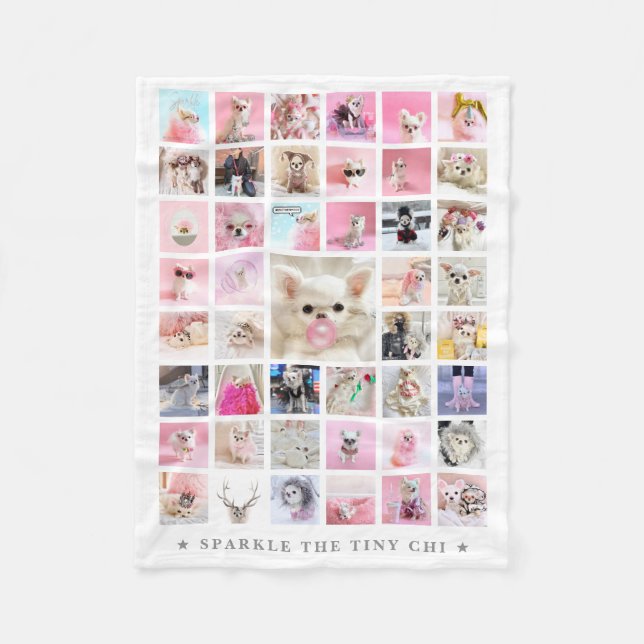 Pet Star | Personalisiert 45 FotoCollage und Name Fleecedecke (Vorderseite)