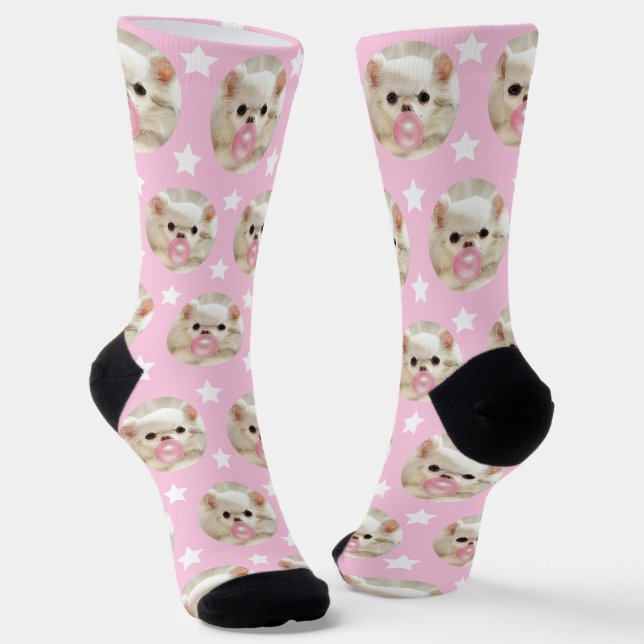 Pet Star | Personalisierter Hundepass FotoCollage Socken (Gewinkelt)