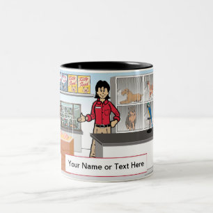 Pet Store - Cartoon von Frauen bei PrintedPerfecti Zweifarbige Tasse