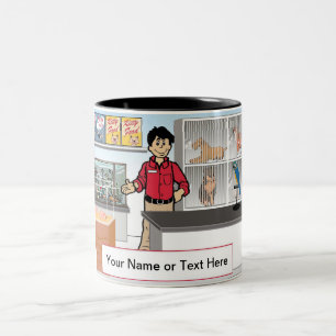 Pet Store - Männlicher Cartoon von PrintedPerfecti Zweifarbige Tasse