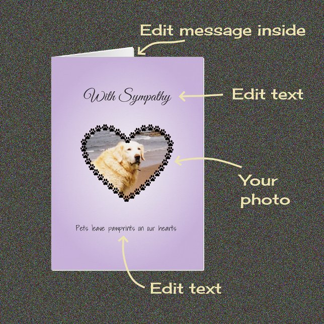 Pet sympathie personnalisée photo et carte texte (Créateur téléchargé)