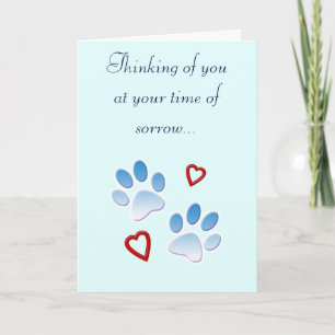 Pet Sympathy Card Paws and Hearts Karte
