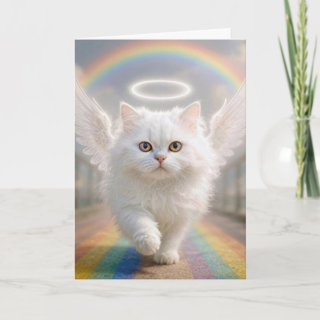 Pet Sympathy Persian Cat with Angel Wings Karte (Vorderseite)