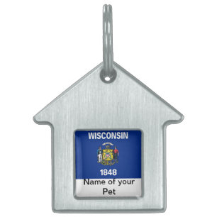 Pet-Tag mit Flagge des Wisconsin-Staat Tiermarke