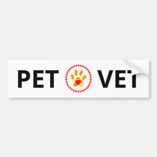 Pet Vet & goldene Pfote mit Herzen Aufkleber Autoaufkleber