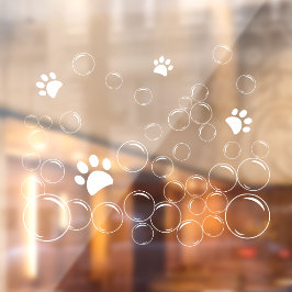 Pet-Waschblasen mit Pfoten Kontur Fensteraufkleber