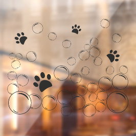 Pet-Waschblasen mit Pfoten schwarz Kontur Fensteraufkleber