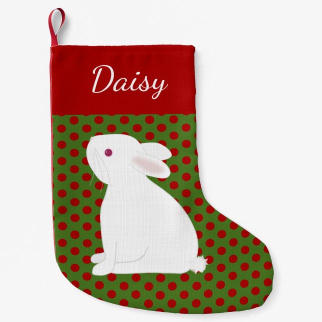 Pet White Rabbit Personalisiert Weihnachten Kleiner Weihnachtsstrumpf (Vorderseite)