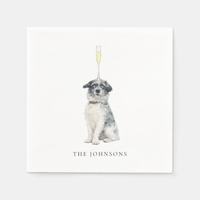 Pet with Champagne Glass Wedding II Serviette (Vorderseite)
