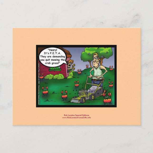 PETA & Crabgrass Cartoon Funny Postcard Postkarte (Vorderseite)