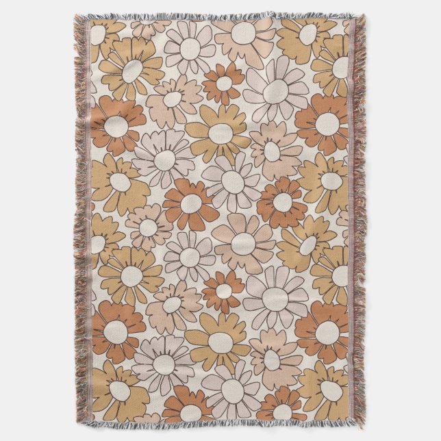 Petal Jubilee Warme Erde Boho Decke (Vorderseite Vertikal)