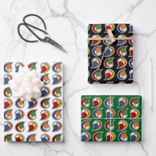 Petal Paisley Rhythm Geschenkpapier Set (Vorderseite)