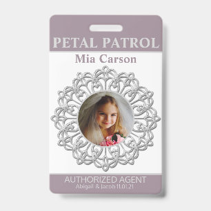 Petal Patrol Flower Girl Abzeichen Ausweis