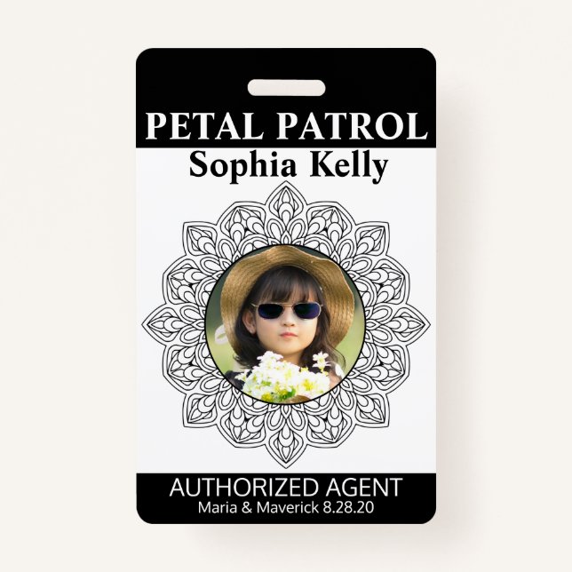 Petal Patrol Flower Girl Abzeichen Ausweis (Vorderseite)