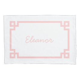 Petal Pink, griechischer Key Monogram Standard Kis Kissenbezug
