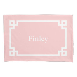 Petal Pink, griechischer Key Monogram Standard Kis Kissenbezug