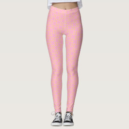 Petal Pop – Nahtloses geometrisches Rosa- und Gold Leggings