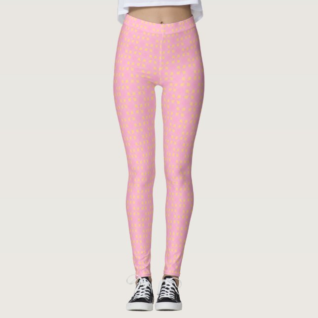 Petal Pop – Pink & Gold Seamless Geometric Pattern Leggings (Vorderseite)