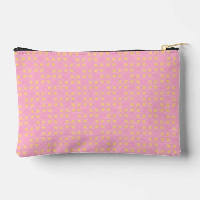 Petal Pop – Pink & Gold Seamless Geometric Pattern Zubehörtasche (Rückseite)