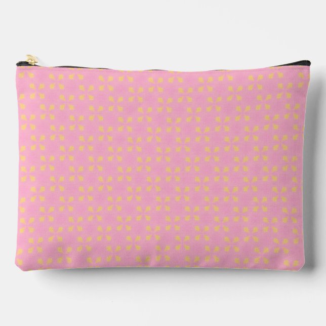 Petal Pop – Pink & Gold Seamless Geometric Pattern Zubehörtasche (Vorderseite)