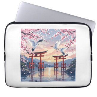 Petal Reverie—A Crane’s Serenade at Sundown Laptopschutzhülle