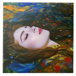 “Petal Serenity” - Frauen im Wasser Fliese