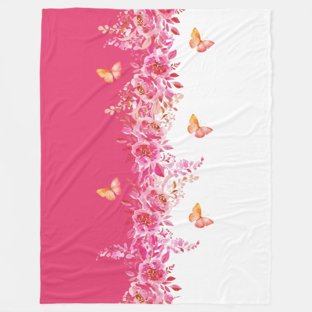 Petal Soft Pink Butterfly Sherpa Blanket Fleecedecke (Vorderseite)