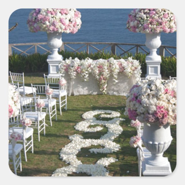 Petal-Wedding-Aisle-Runners-20 Quadratischer Aufkleber (Vorderseite)