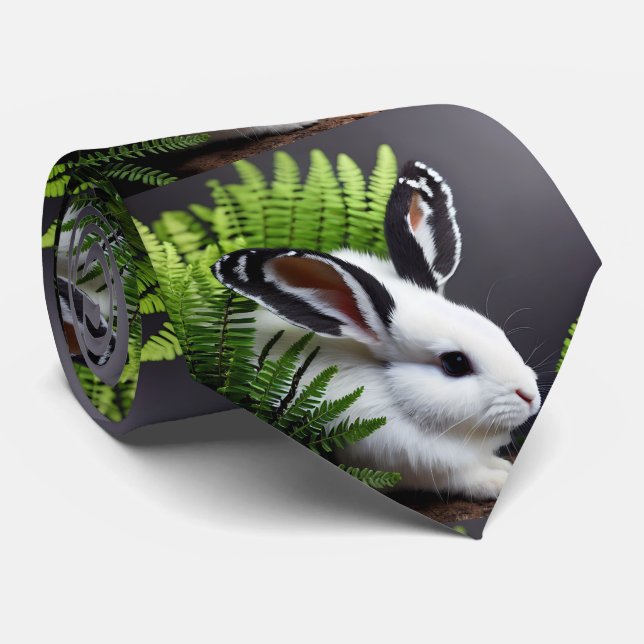 Pétale Le Lapin Noir Et Blanc, Cravate (Roulé)