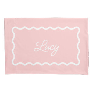Petale-Pink gewellte Kammschalen-Rahmen Monogramm Kissenbezug