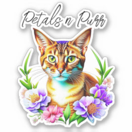 Petalen und Niedliche Katze und Hübsche Blume Aufkleber