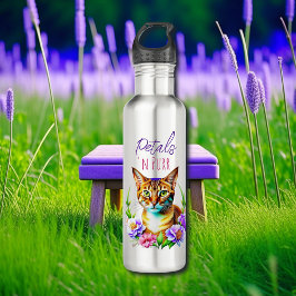 Petalen und Niedliche Katze und Hübsche Blume Edelstahlflasche