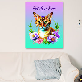 Petalen und Niedliche Katze und Hübsche Blume Poster