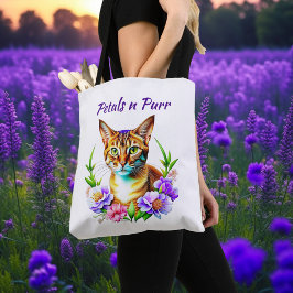 Petalen und Niedliche Katze und Hübsche Blume Tasche