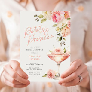Petalen und Prosecco Pink Brautparty Einladung