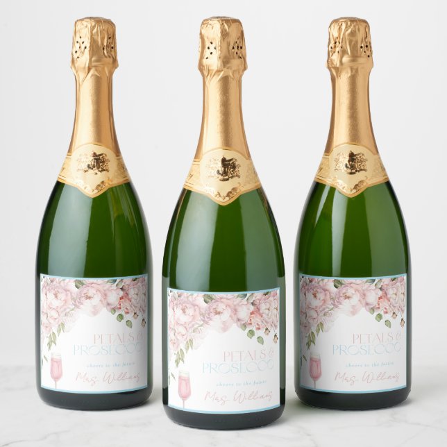 Petalen und Prosecco Rosa Brautparty (Flaschen)