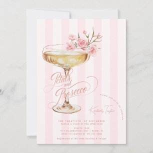 Petalen und Prosecco-rosa Brautparty Einladung