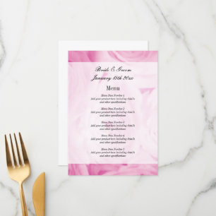 Pétales de fleurs de rose chic mariage menu modèle